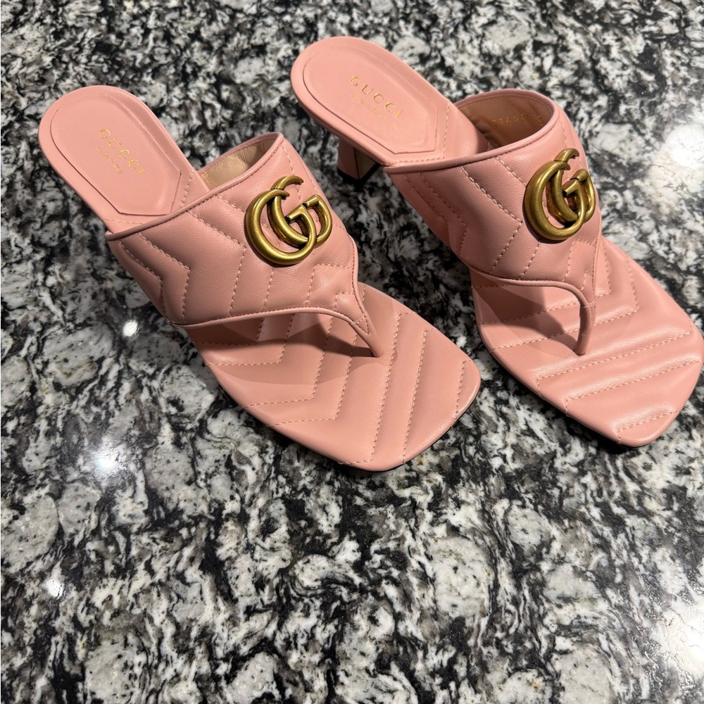 Gucci GG Marmont Double G Quilted Thong Sandals